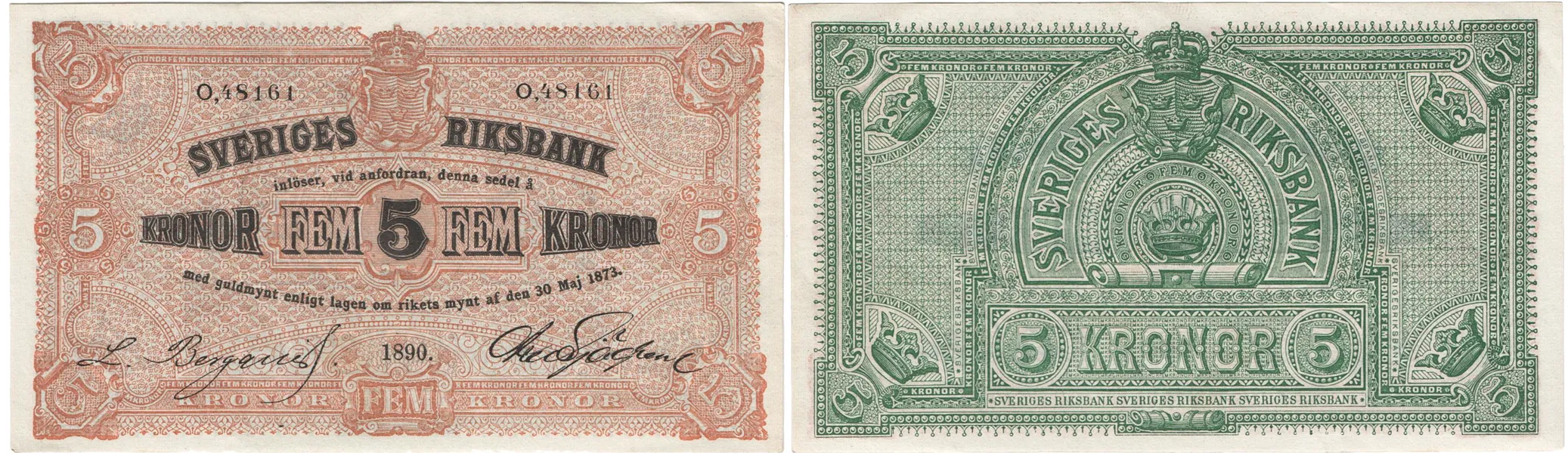 5 kronor 1890. O,48161