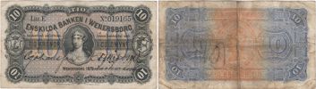 ENSKILDA BANKEN I WENERSBORG. Andra oktrojen. 10 kronor 1879