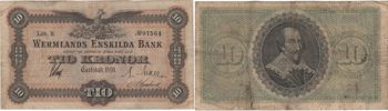WERMLANDS PROVINCIAL-BANK. Sjunde oktrojen. 10 kronor 1891