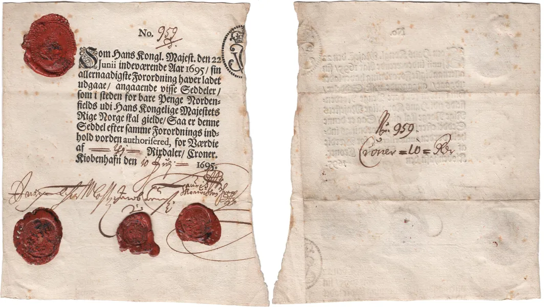 Christian V (1670-1699). 10 rixdaler/croner 1695