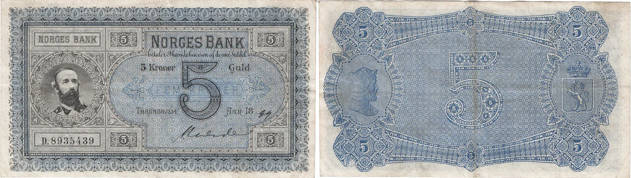 Oskar II (1872-1905). 5 kroner 1899