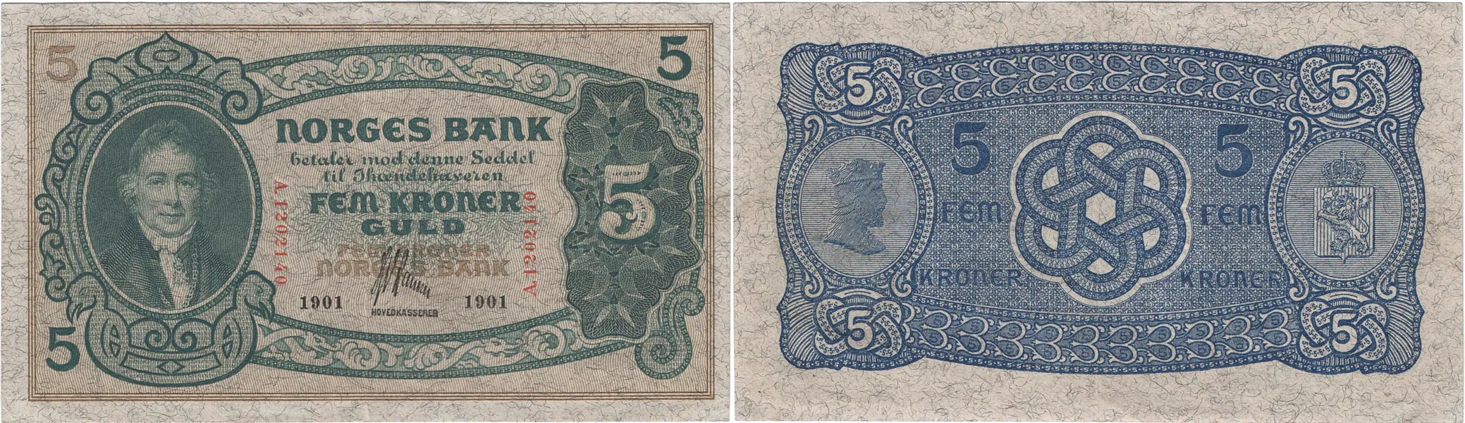 Oskar II (1872-1905). 5 kroner 1901