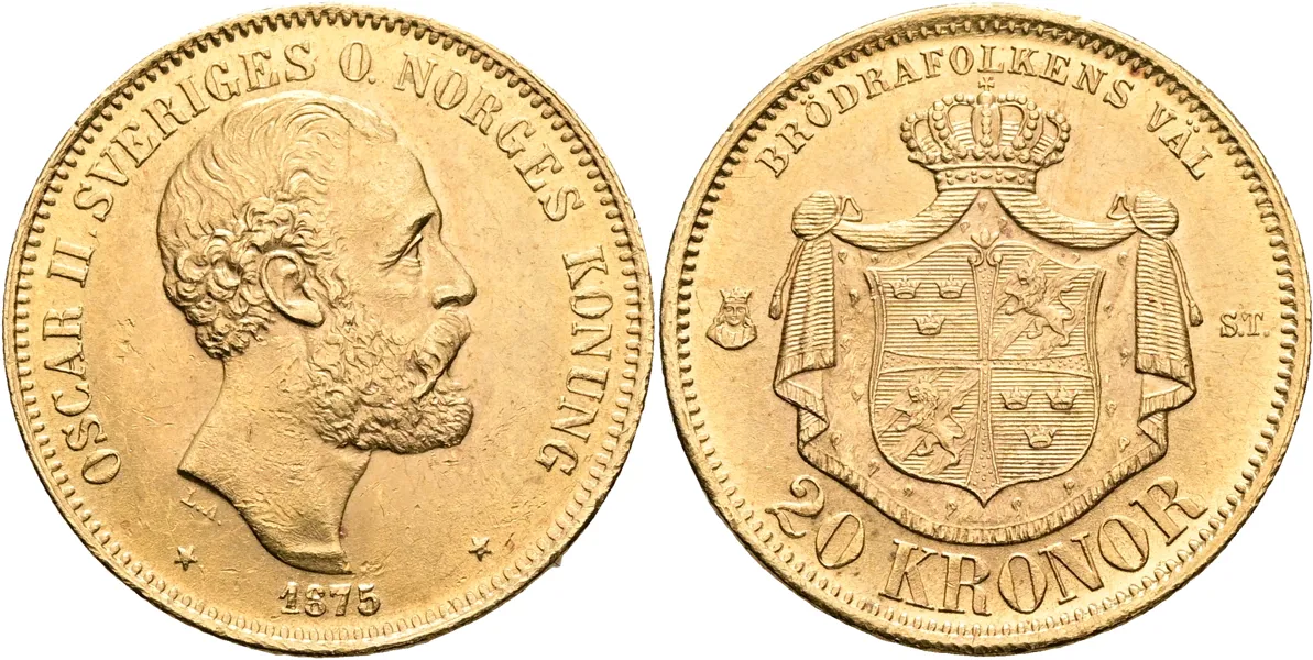 OSKAR II (1872-1907). 20 kronor 1875