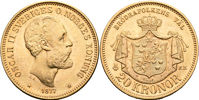 OSKAR II (1872-1907). 20 kronor 1877