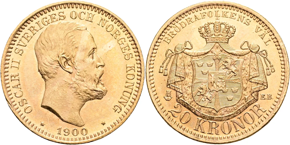 OSKAR II (1872-1907). 20 kronor 1900