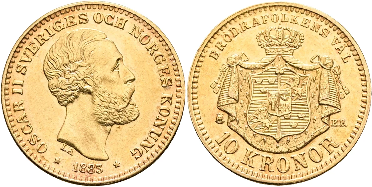 OSKAR II (1872-1907). 10 kronor 1883