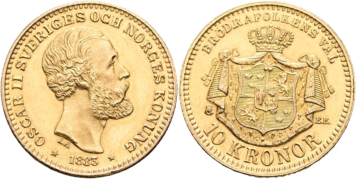 OSKAR II (1872-1907). 10 kronor 1883