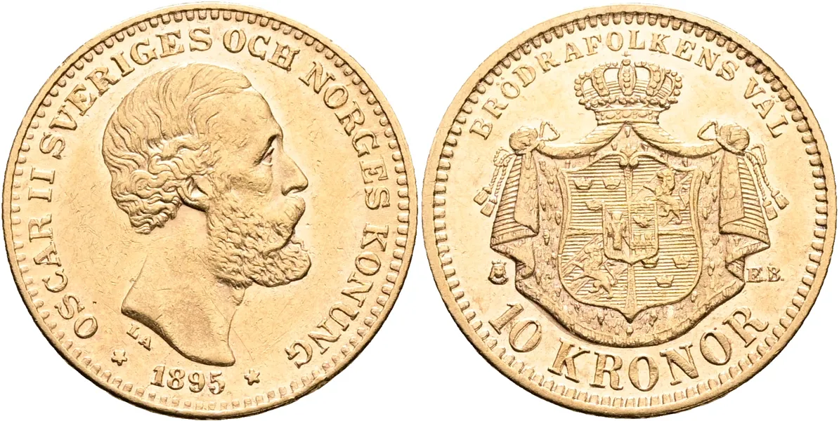 OSKAR II (1872-1907). 10 kronor 1895