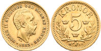 OSKAR II (1872-1907). 5 kronor 1883