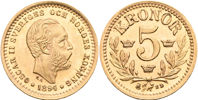 OSKAR II (1872-1907). 5 kronor 1894