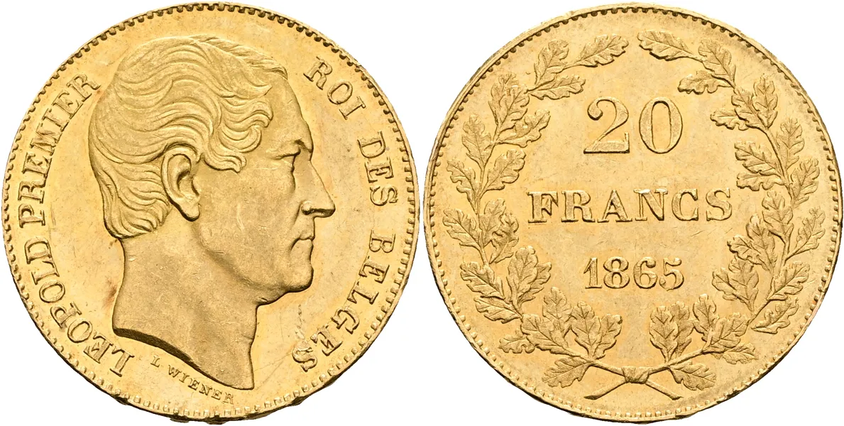 BELGIEN / BELGIUM. 20 francs 1865