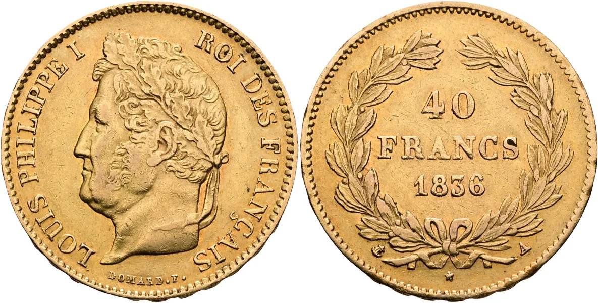 FRANKRIKE / FRANCE. 40 francs 1836