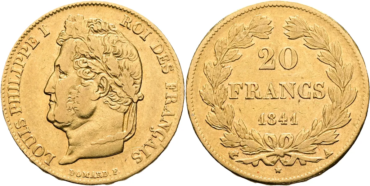 FRANKRIKE / FRANCE. 20 francs 1841