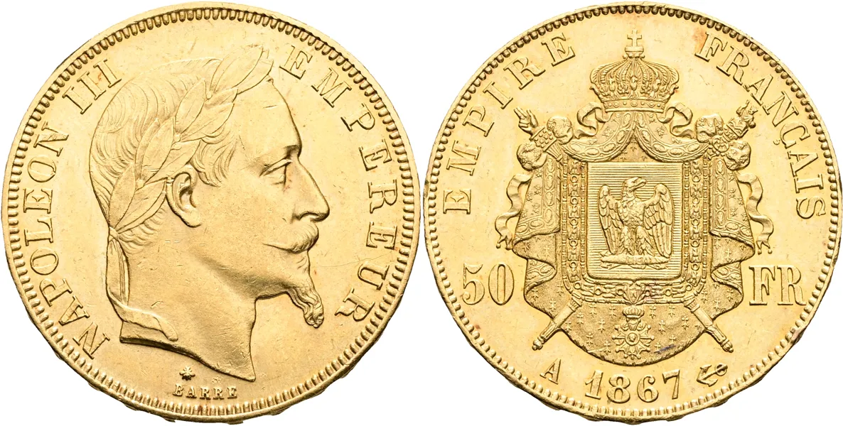 FRANKRIKE / FRANCE. 50 francs 1867