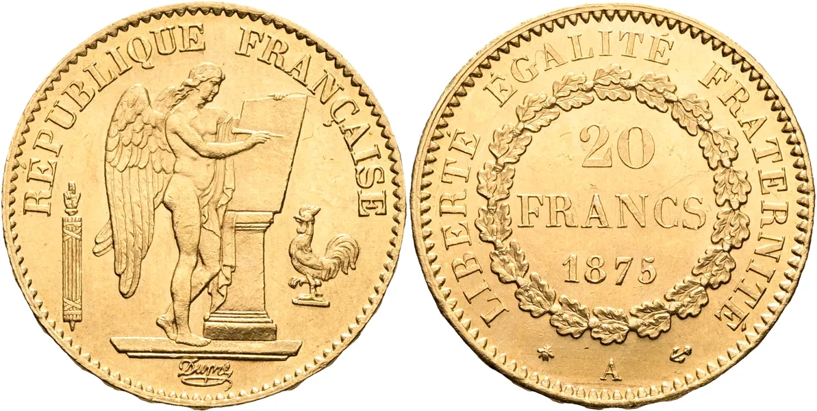 FRANKRIKE / FRANCE. 20 francs 1875