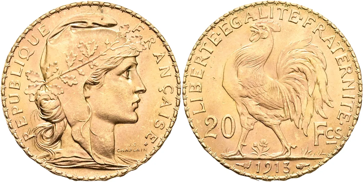 FRANKRIKE / FRANCE. 20 francs 1913