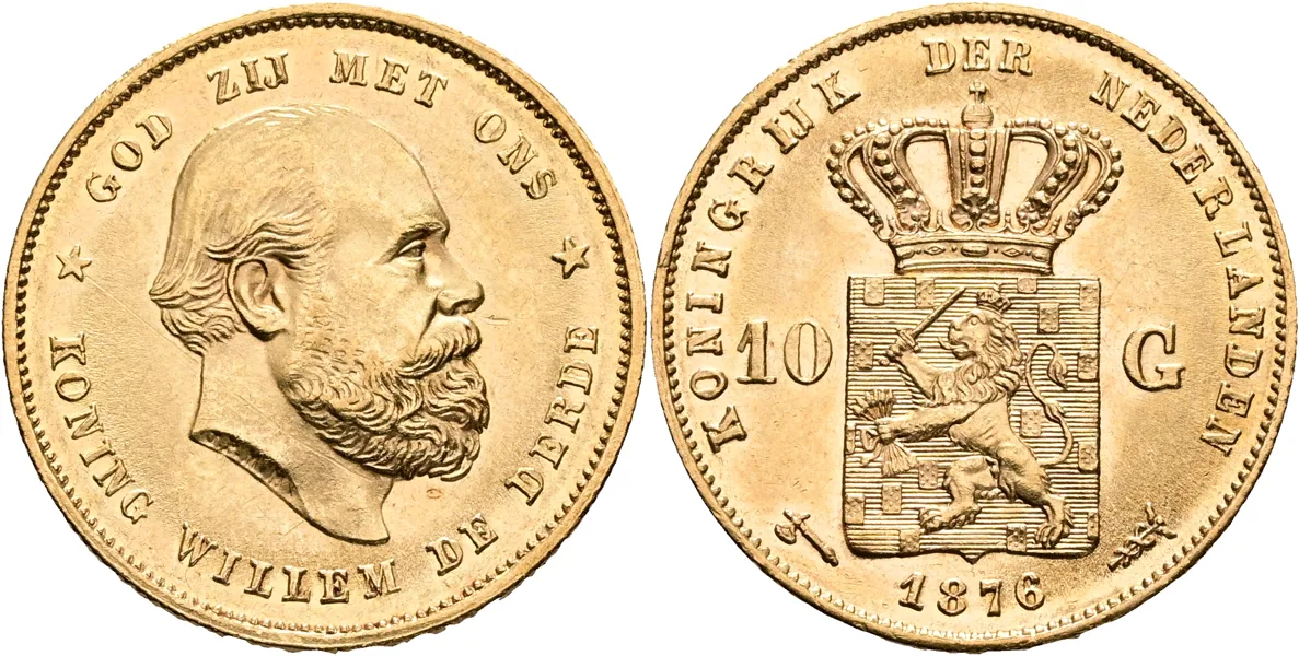 NEDERLÄNDERNA / THE NETHERLANDS. 10 gulden 1876