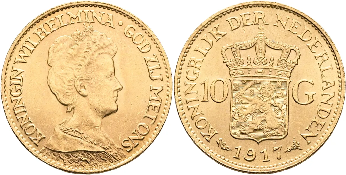 NEDERLÄNDERNA / THE NETHERLANDS. 10 gulden 1917