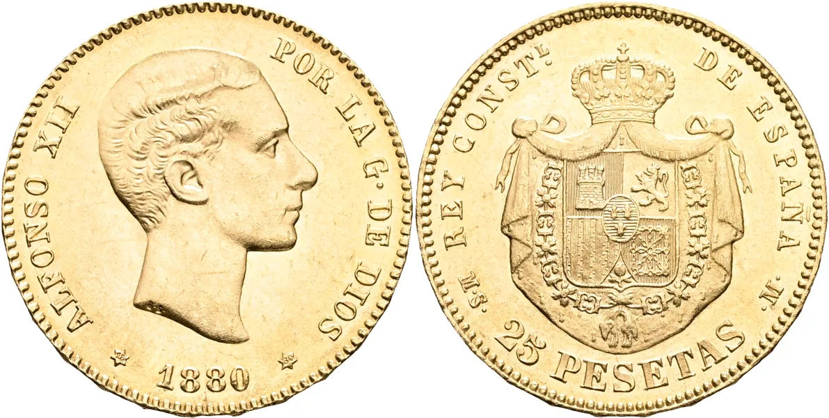 SPANIEN / SPAIN. 25 pesetas 1880