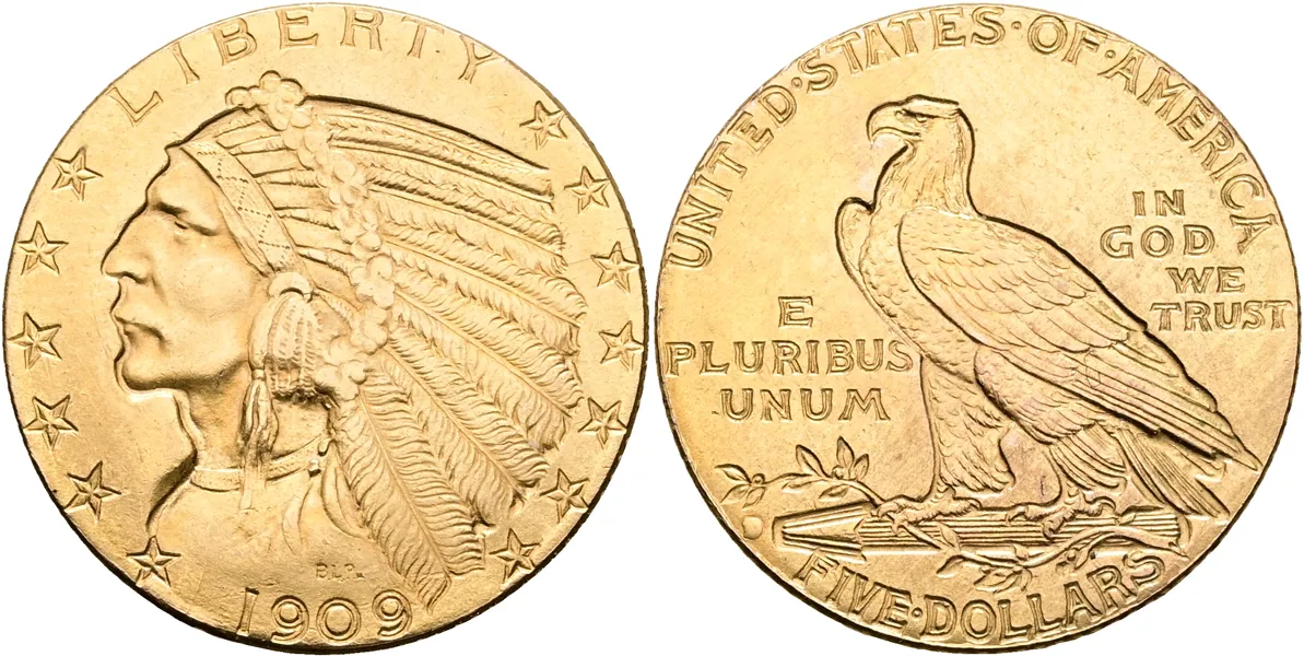 USA. 5 dollars 1909