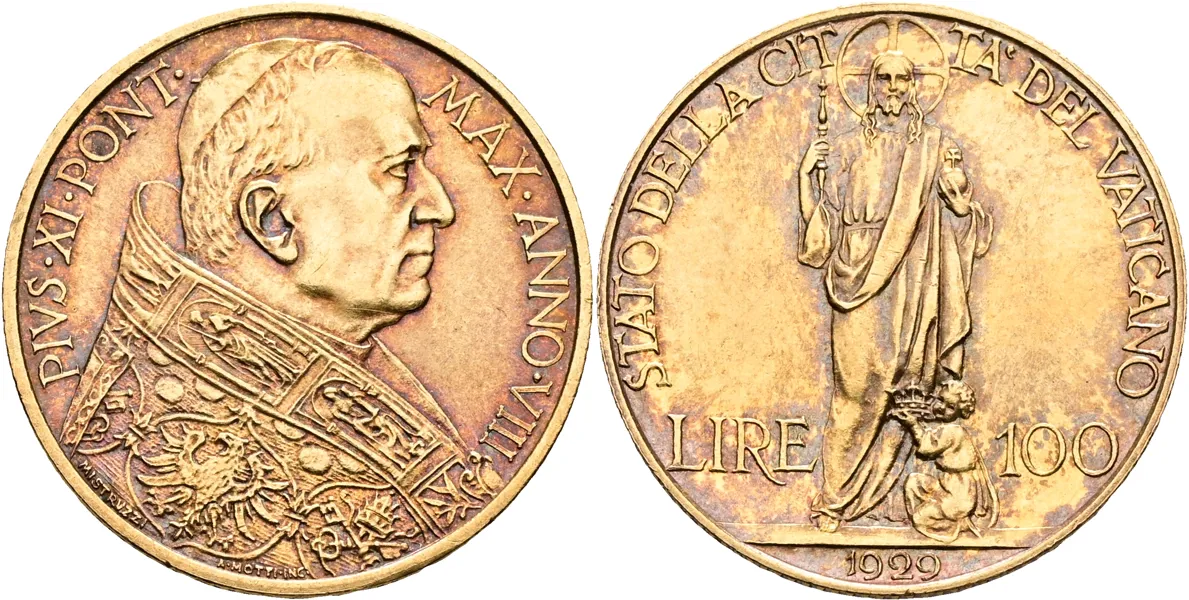 VATIKANSTATEN / THE VATICAN. 100 lire 1929