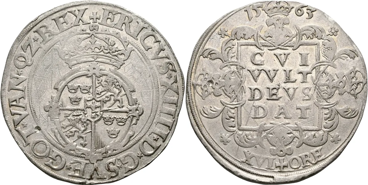 ERIK XIV (1560-1568). 16 öre (2 mark) 1563