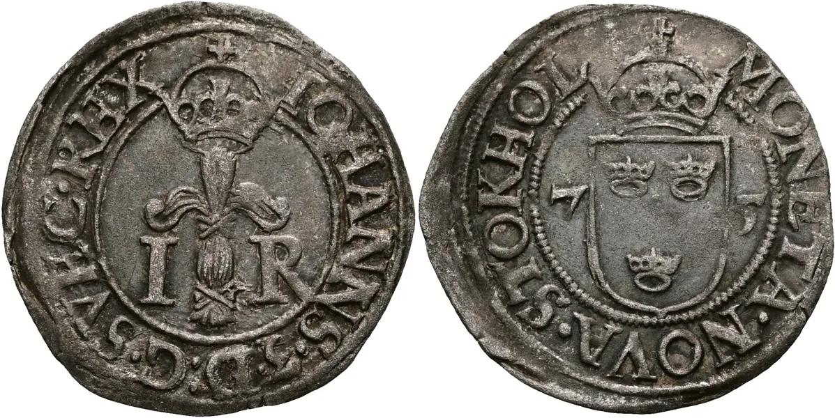 JOHAN III (1568-1592). 1/2 öre 1575