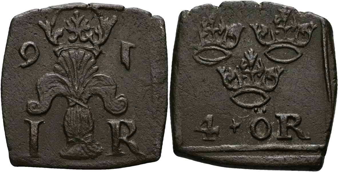 JOHAN III (1568-1592). 4 öre (1/2 mark) 1591
