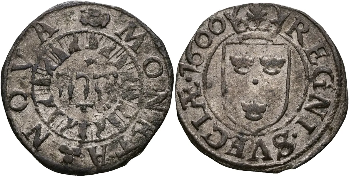 KARL, RIKSFÖRESTÅNDARE (1598-1604). 1/2 öre 1600