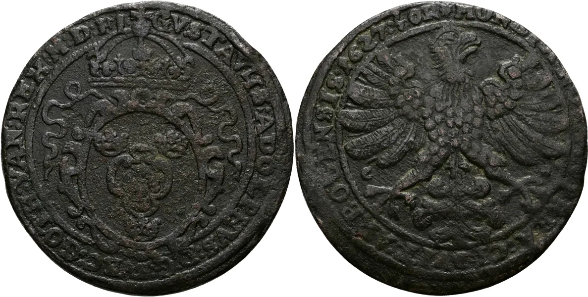 GUSTAV II ADOLF (1611-1632). 1/2 öre 1627