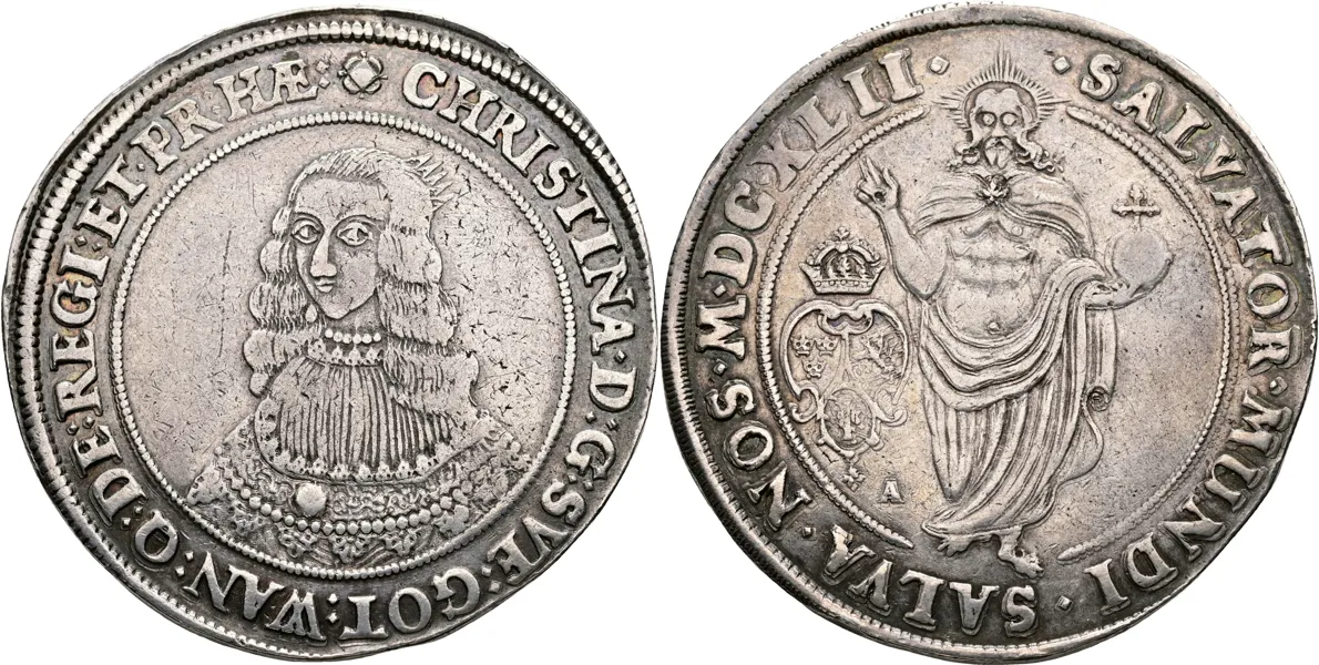 KRISTINA (1632-1654). Riksdaler 1642