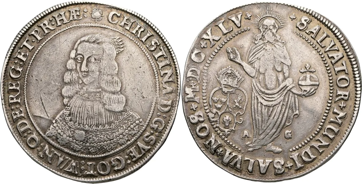 KRISTINA (1632-1654). Riksdaler 1645