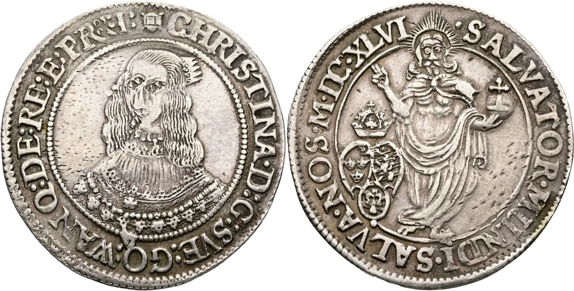 KRISTINA (1632-1654). 1/4 riksdaler 1646