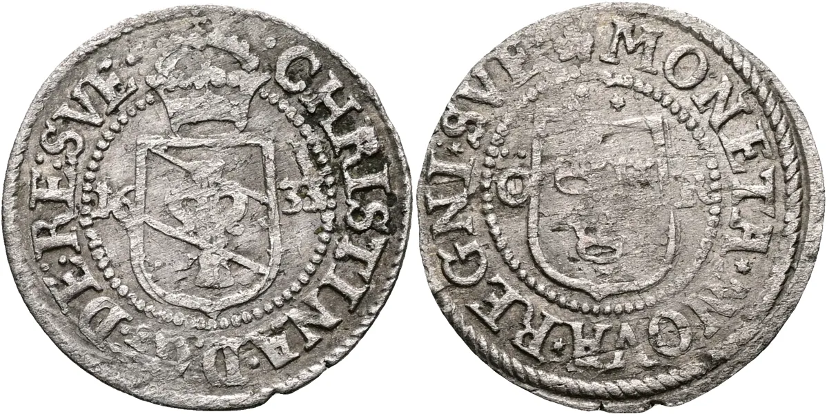 KRISTINA (1632-1654). Öre 1633