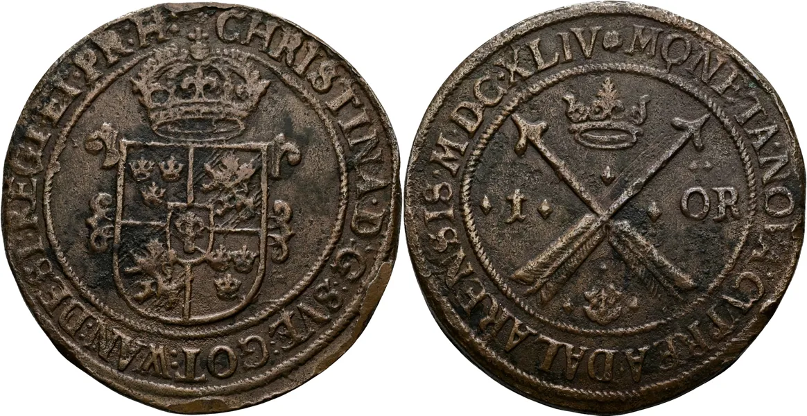 KRISTINA (1632-1654). Öre 1644