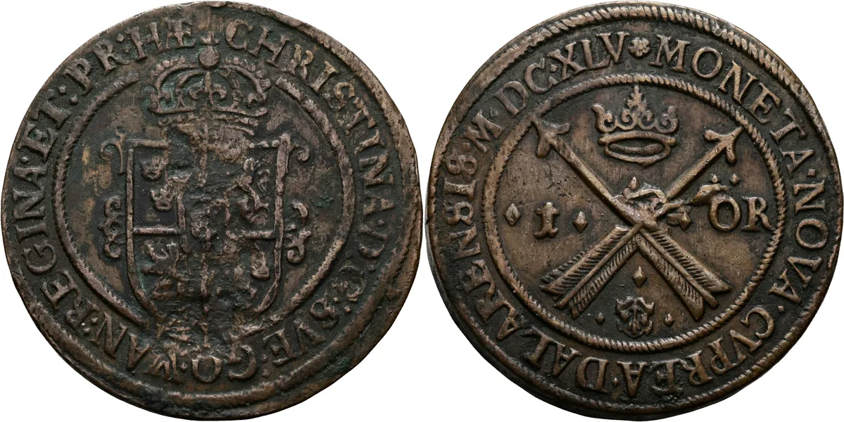 KRISTINA (1632-1654). Öre 1645