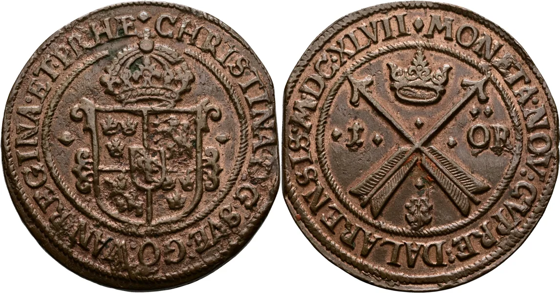 KRISTINA (1632-1654). Öre 1647