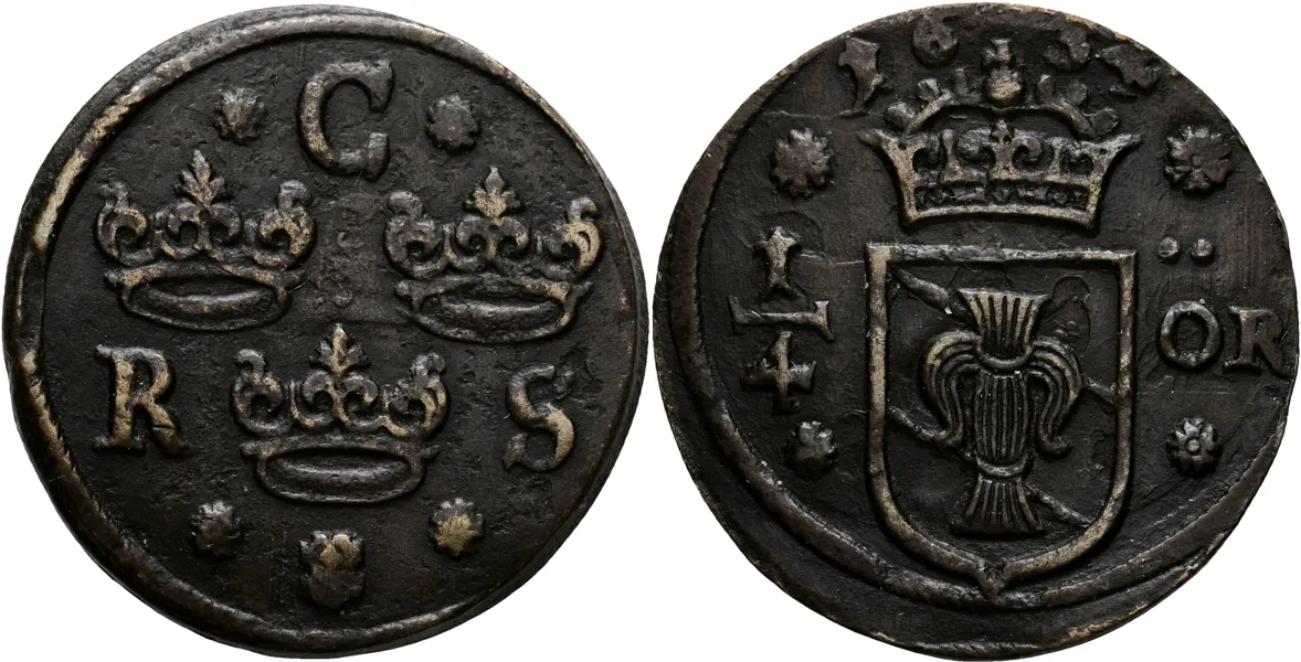 KRISTINA (1632-1654). 1/4 öre 1634