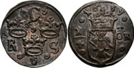 KRISTINA (1632-1654). 1/4 öre 1637