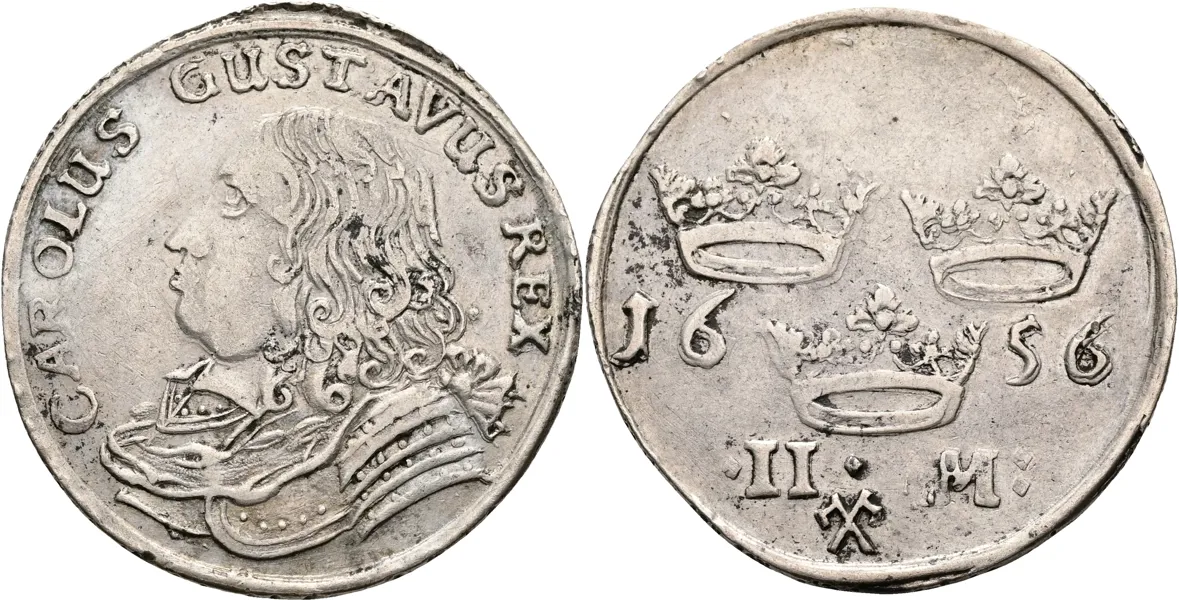 KARL X GUSTAV (1654-1660). 2 mark 1656