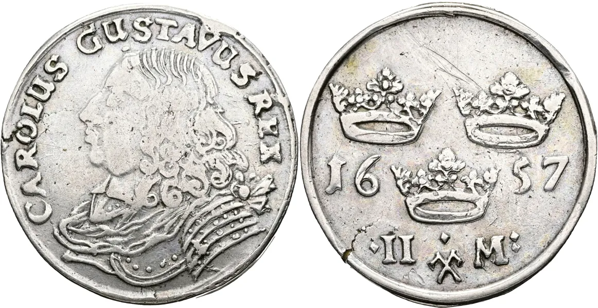 KARL X GUSTAV (1654-1660). 2 mark 1657