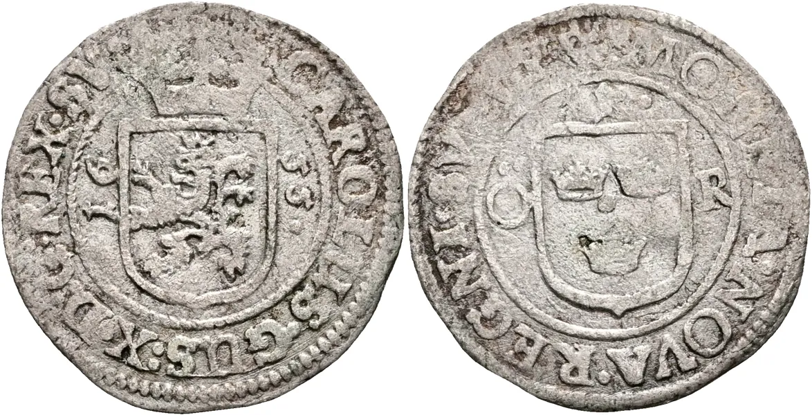 KARL X GUSTAV (1654-1660). Öre 1655.
