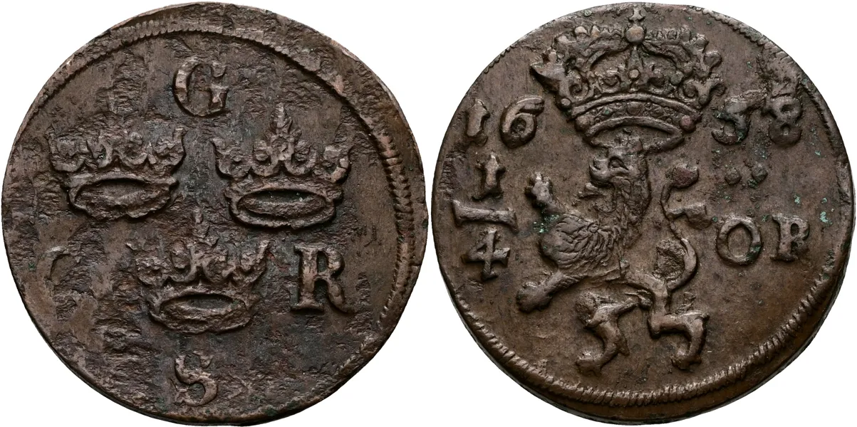 KARL X GUSTAV (1654-1660). 1/4 öre 1658