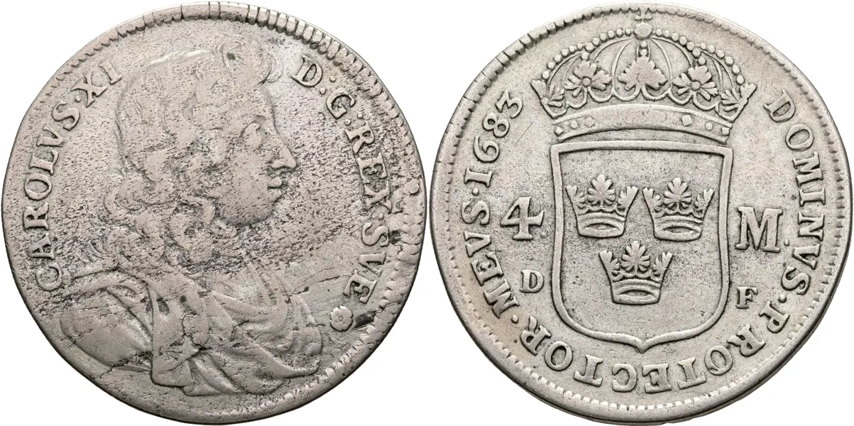 KARL XI (1660-1697). 4 mark 1683