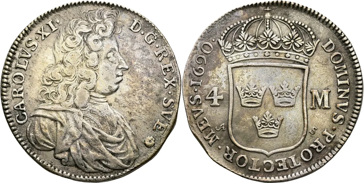 KARL XI (1660-1697). 4 mark 1690