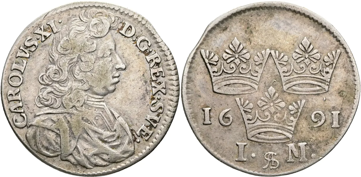KARL XI (1660-1697). Mark 1691