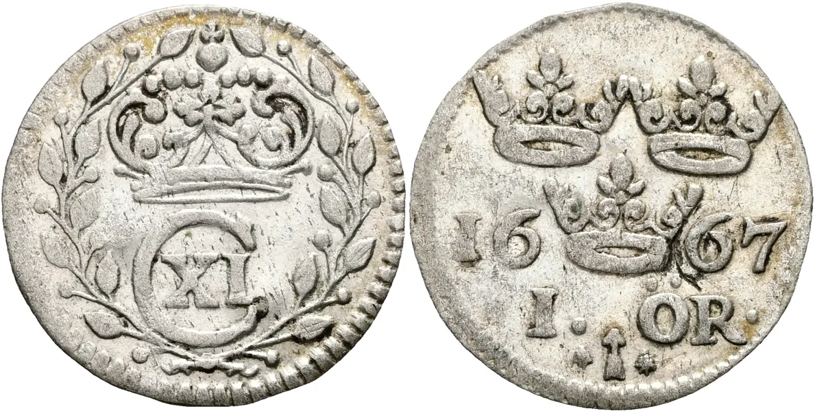 KARL XI (1660-1697). Öre 1667