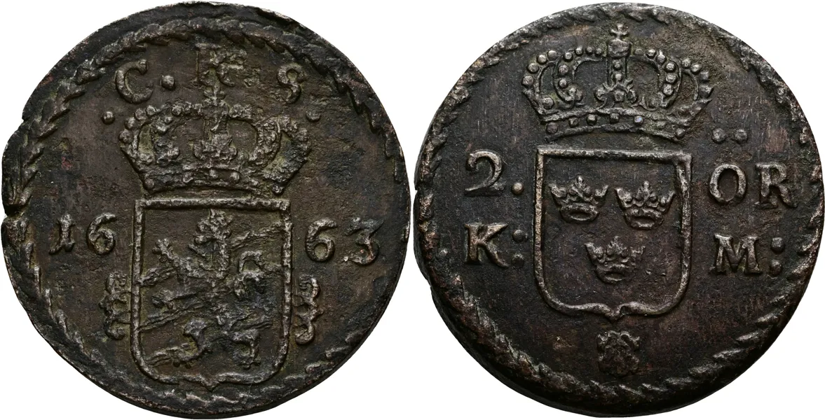 KARL XI (1660-1697). 2 öre KM 1663