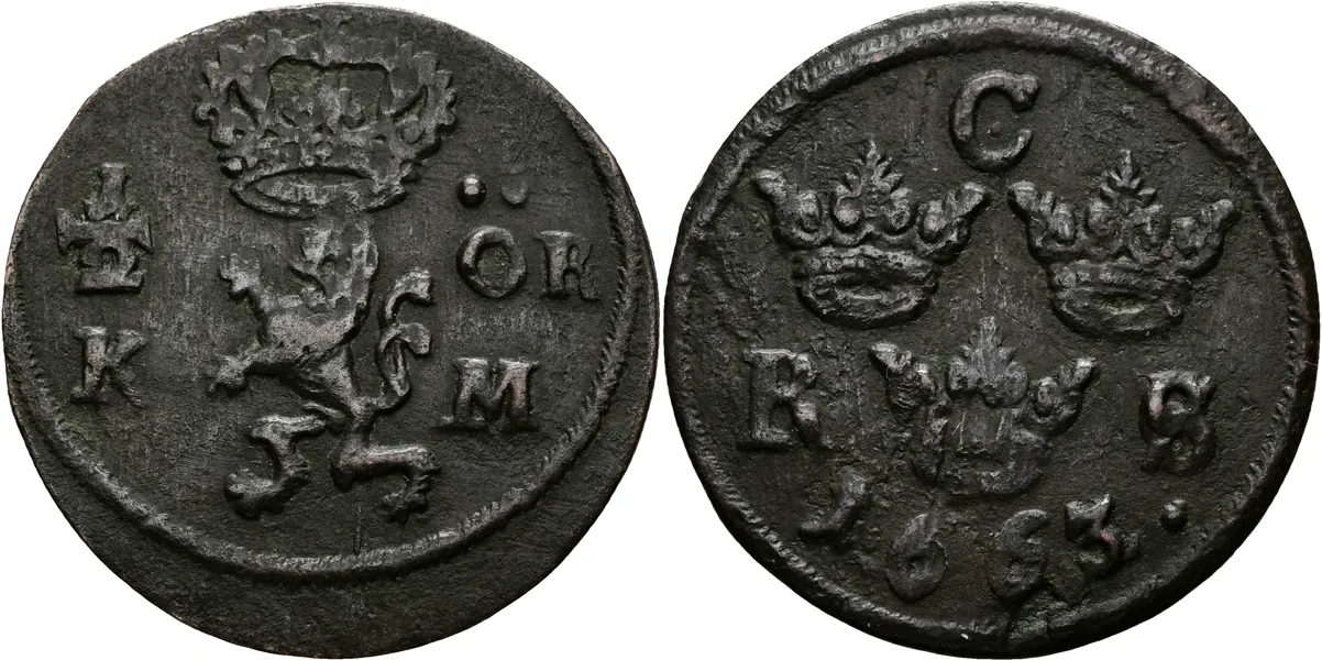 KARL XI (1660-1697). 1/2 öre KM 1663