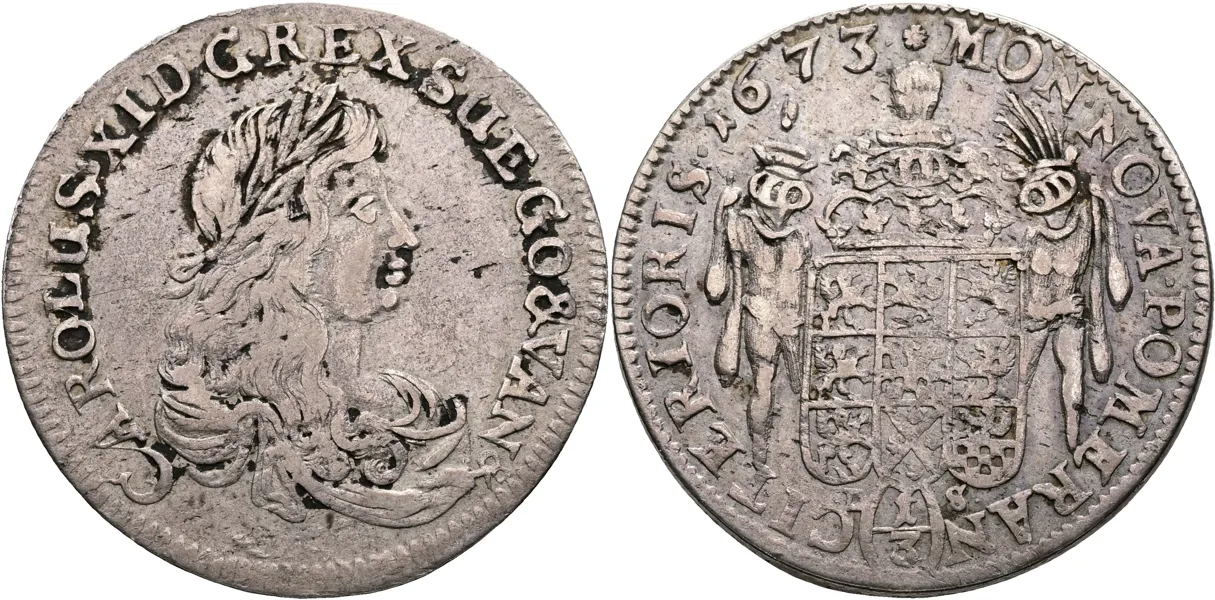 KARL XI (1660-1697). 1/3 taler 1673